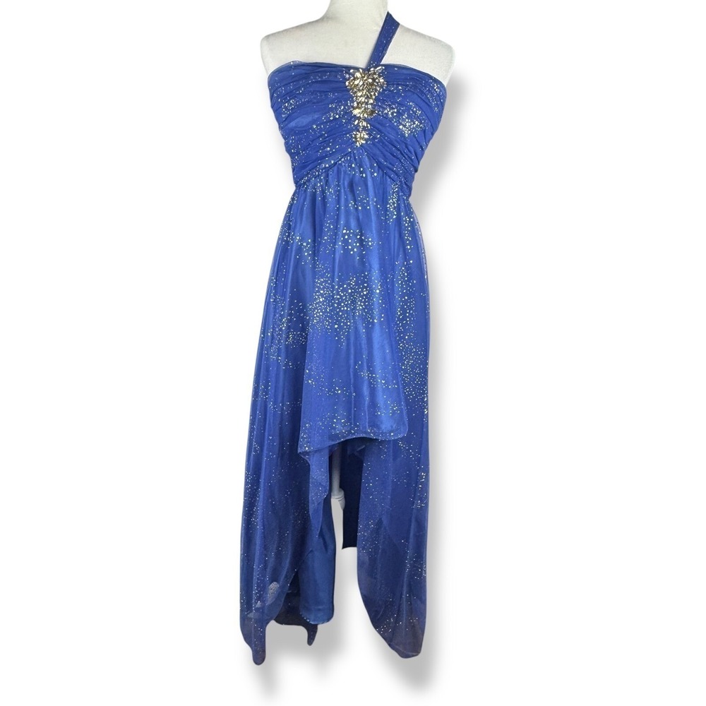 Y2K Deb Formal Dress Juniors Size 5 6 One Shoulder Glitter Tulle Fairy Glam Hoco